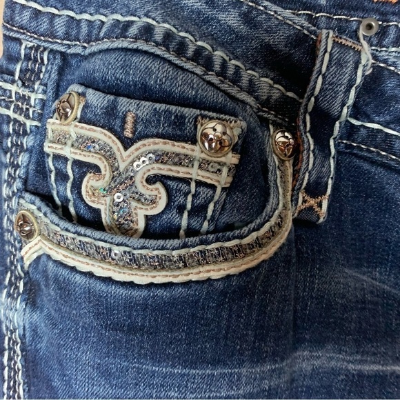 [Rock Revival] Denim Bling Western Wide Leg Low-Mid Rise Boot Cut Jeans - Picture 3 of 10